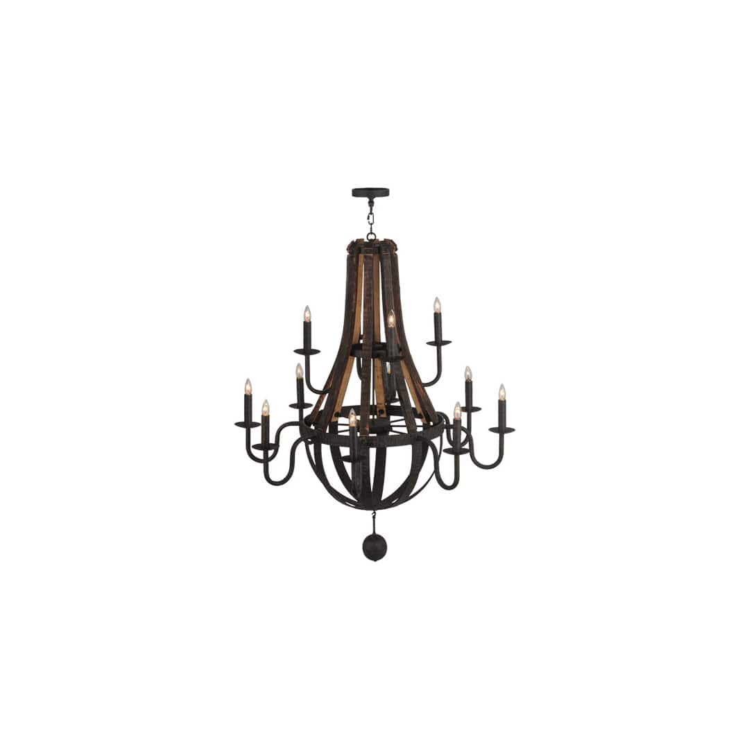 Barrel Stave Madera 12 Light 48" Wide Taper Candle Empire Chandelier
