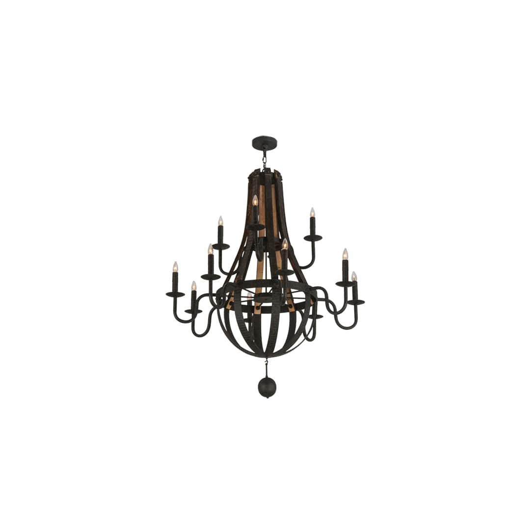 Barrel Stave Madera 12 Light 48" Wide Taper Candle Empire Chandelier