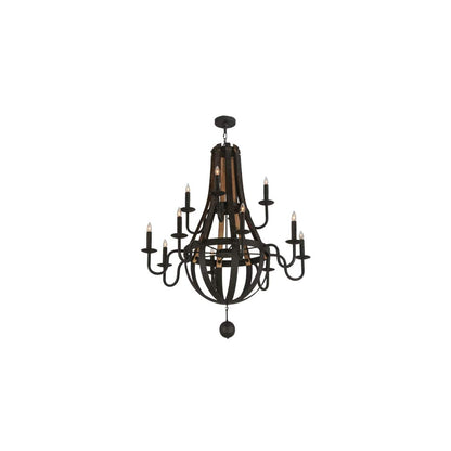 Barrel Stave Madera 12 Light 48" Wide Taper Candle Empire Chandelier