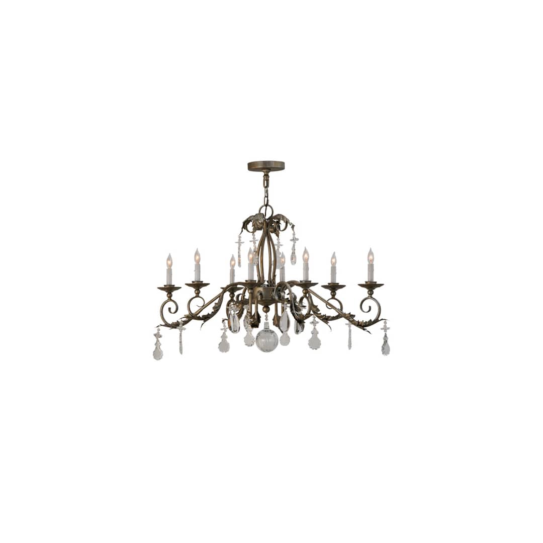 Long Windsor 8 Light 17" Wide Crystal Candle Style Chandelier