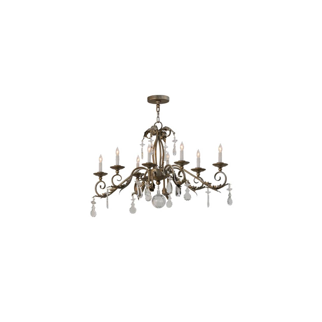 Long Windsor 8 Light 17" Wide Crystal Candle Style Chandelier