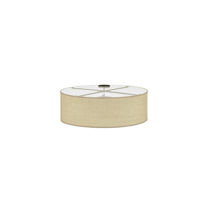 Cilindro 3 Light 36" Wide Semi-Flush Drum Ceiling Fixture with White Burlap Shade - Nickel Finish - GX24q-3 Bulb Base