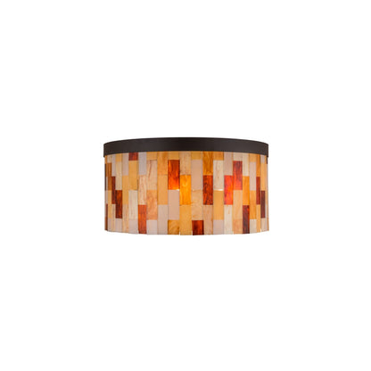 Cilindro Calico 6 Light 24" Tall Flush Mount Drum Ceiling Fixture - Oil Rubbed Bronze Finish