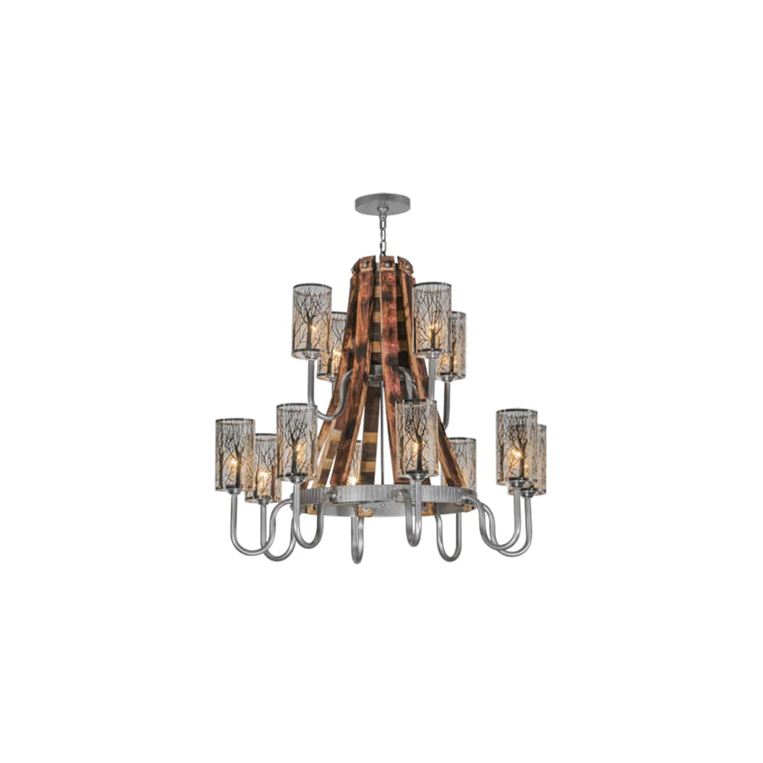 Barrel Stave 12 Light 44" Wide Chandelier