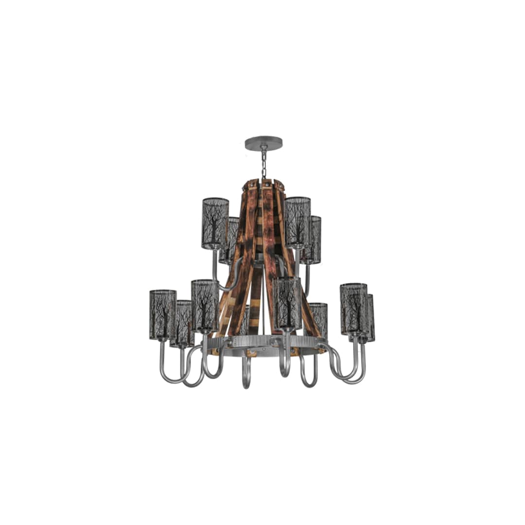 Barrel Stave 12 Light 44" Wide Chandelier