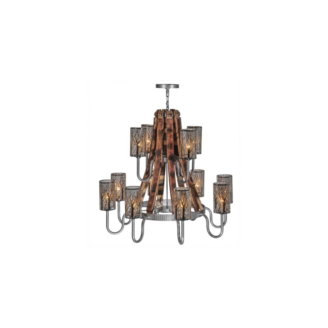 Barrel Stave 12 Light 44" Wide Chandelier