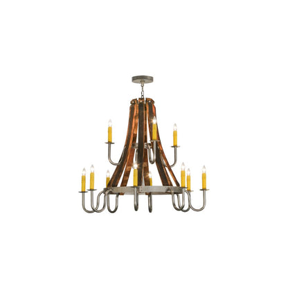 Barrel Stave Madera 12 Light 44" Wide Taper Candle Style Chandelier
