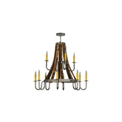 Barrel Stave Madera 12 Light 44" Wide Taper Candle Style Chandelier