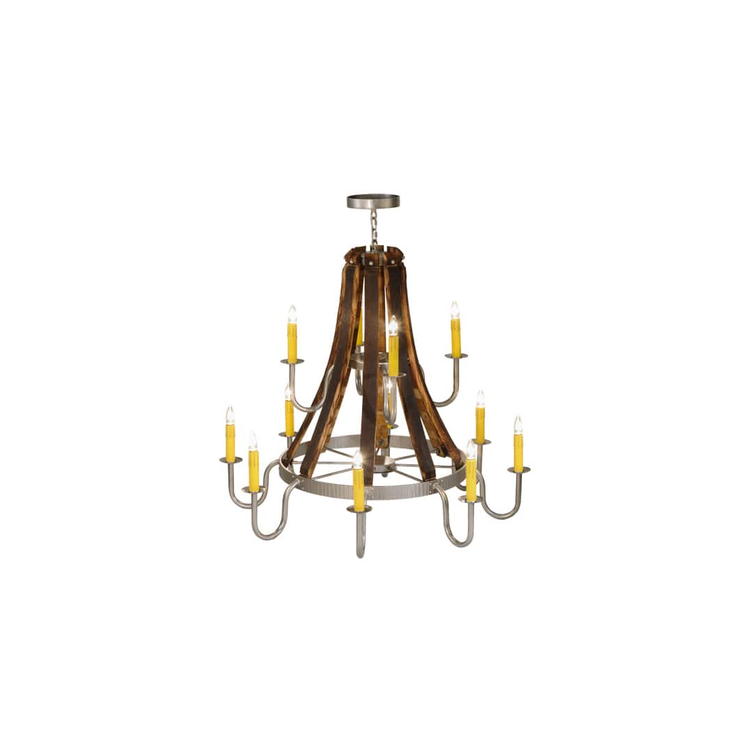 Barrel Stave Madera 12 Light 44" Wide Taper Candle Style Chandelier