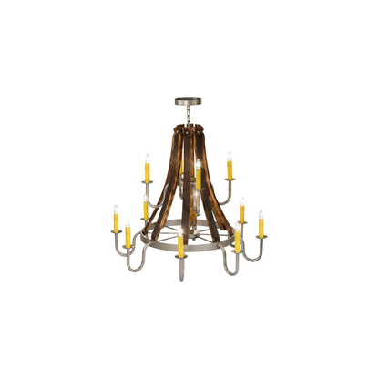 Barrel Stave Madera 12 Light 44" Wide Taper Candle Style Chandelier