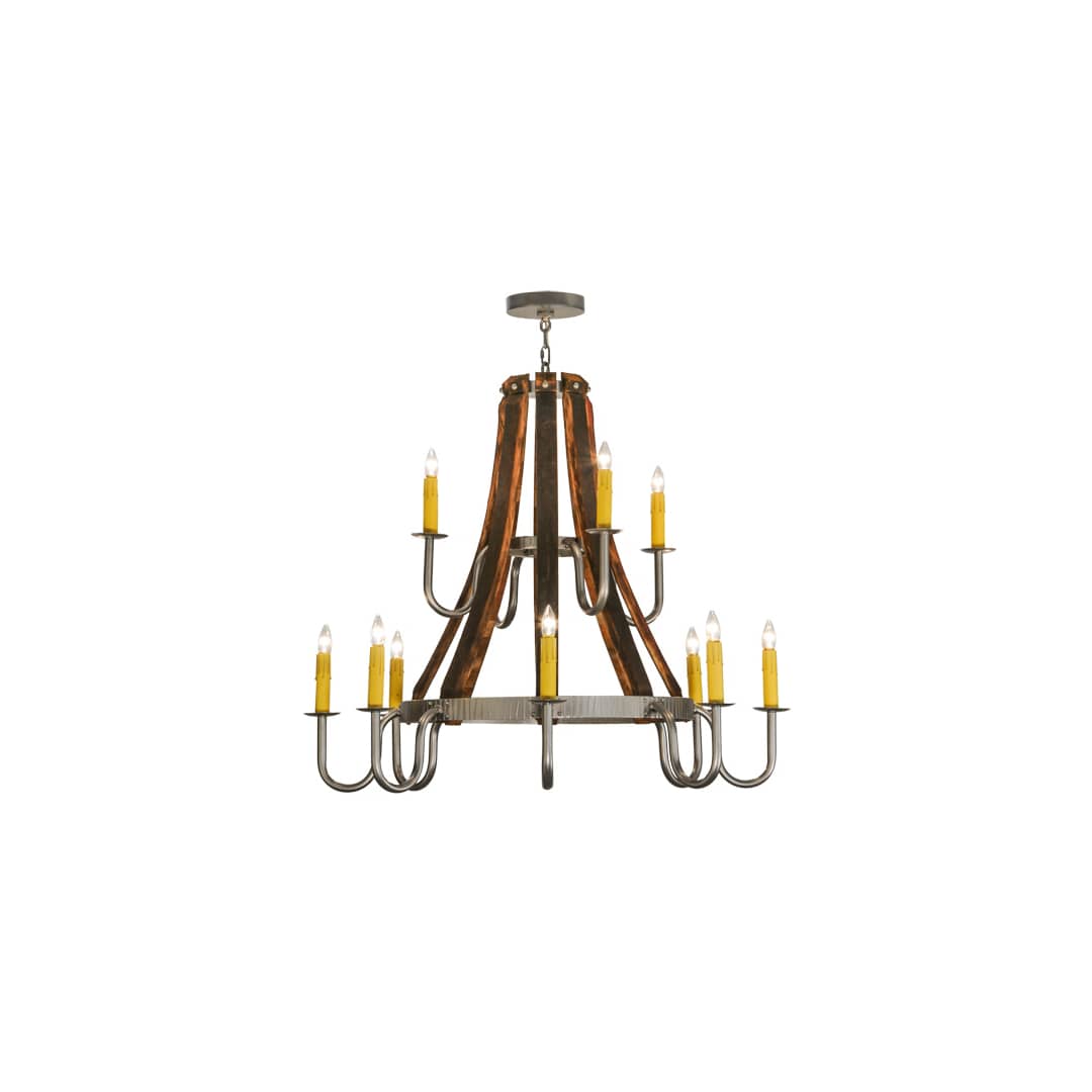 Barrel Stave Madera 12 Light 44" Wide Taper Candle Style Chandelier