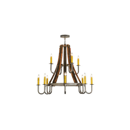 Barrel Stave Madera 12 Light 44" Wide Taper Candle Style Chandelier