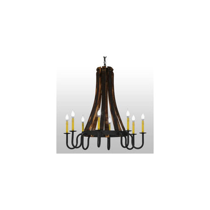 Barrel Stave Madera 8 Light 40" Wide Taper Candle Style Chandelier