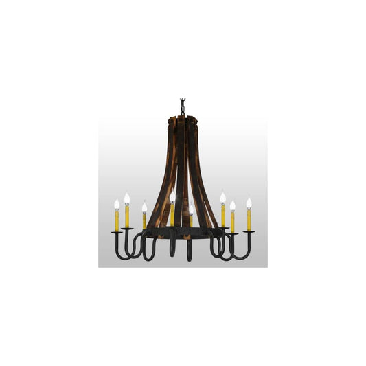 Barrel Stave Madera 8 Light 40" Wide Taper Candle Style Chandelier
