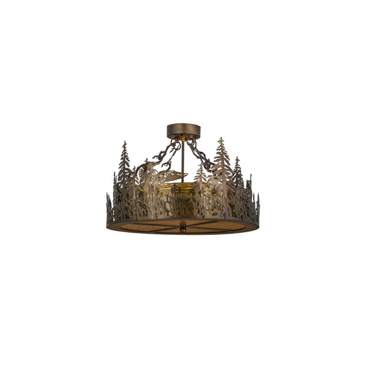 Loon 4 Light 22" Wide Semi-Flush Drum Ceiling Fixture