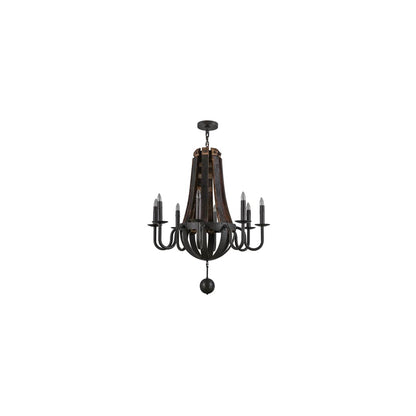 Barrel Stave 8 Light 36" Wide Taper Candle Style Chandelier
