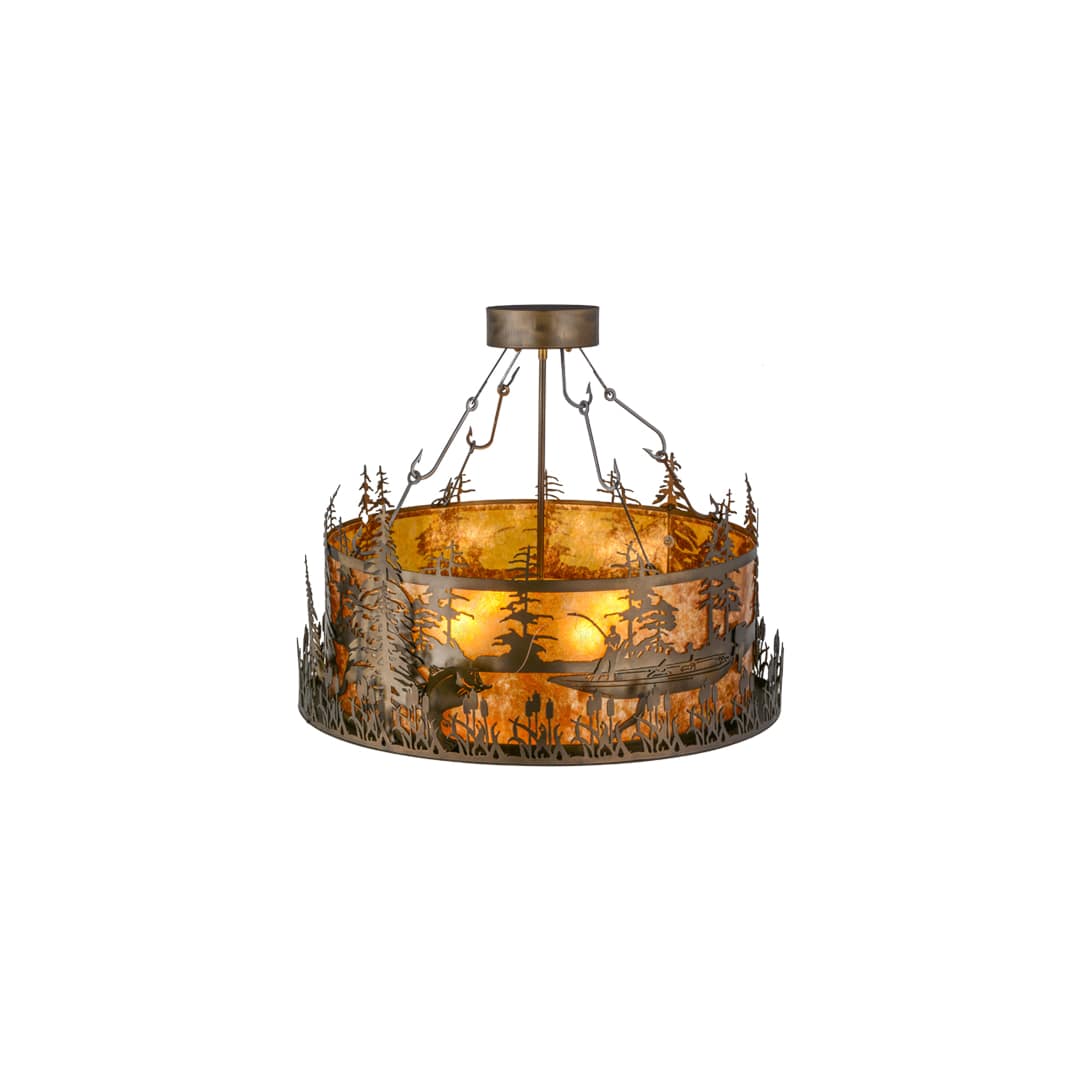 Bass and Fisherman 4 Light 26" Wide Semi-Flush Drum Ceiling Fixture
