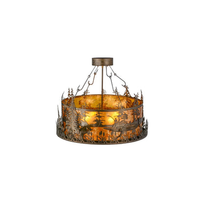 Bass and Fisherman 4 Light 26" Wide Semi-Flush Drum Ceiling Fixture