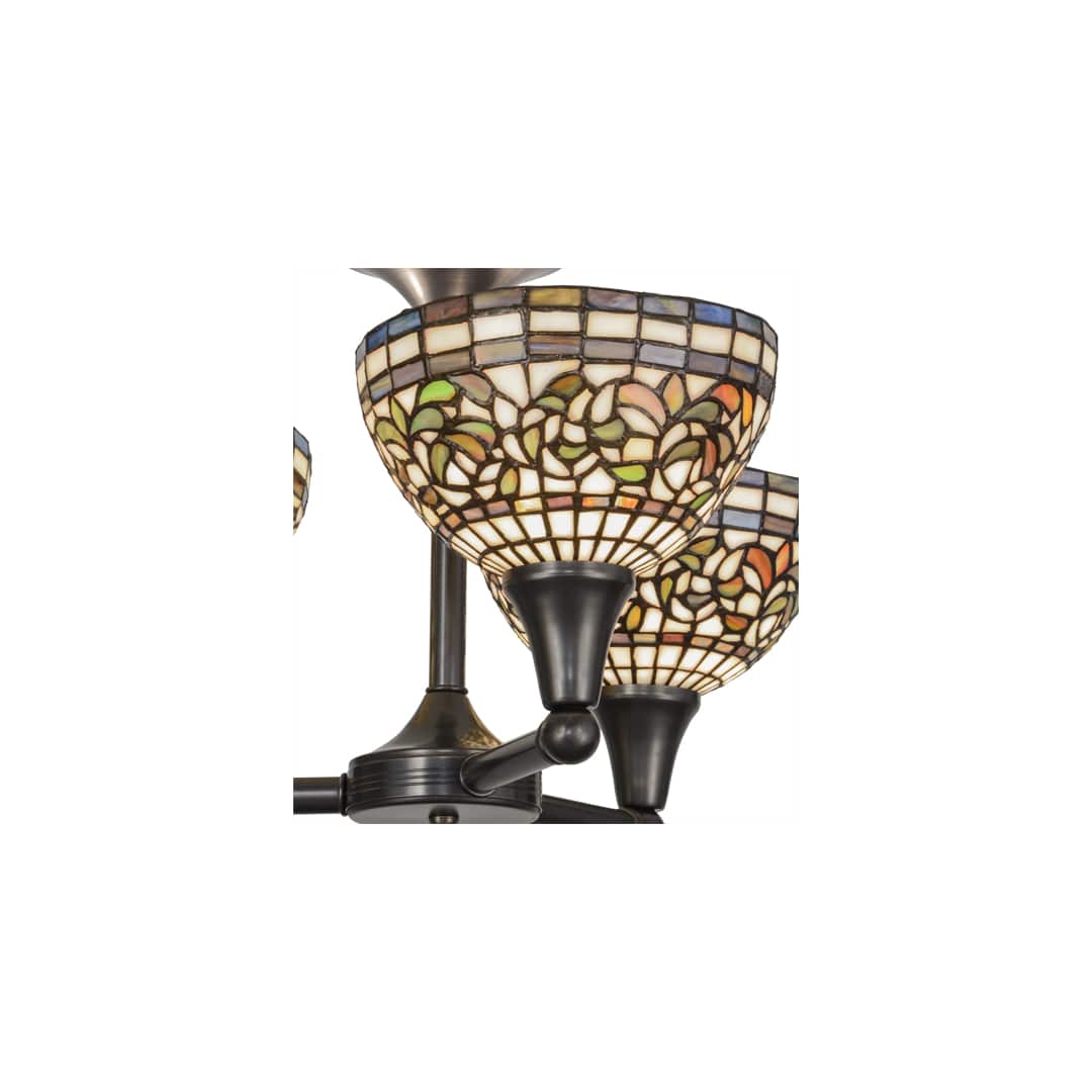 Tiffany Turning Leaf 3 Light 22" Wide Semi-Flush Ceiling Fixture