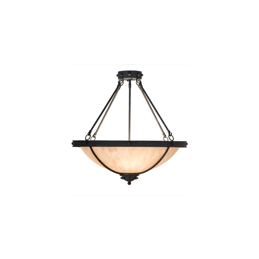Freya 3 Light 24" Wide Semi-Flush Bowl Ceiling Fixture - Costello Black Finish
