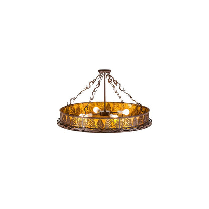 Mountain Pine 4 Light 36" Wide Semi-Flush Drum Ceiling Fixture - Rust Finish