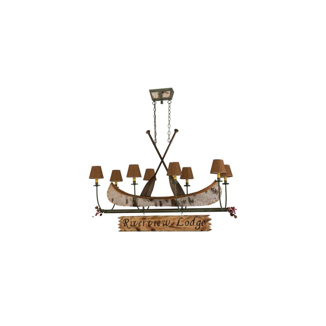 Personalized Canoe 8 Light 22" Wide Linear Chandelier