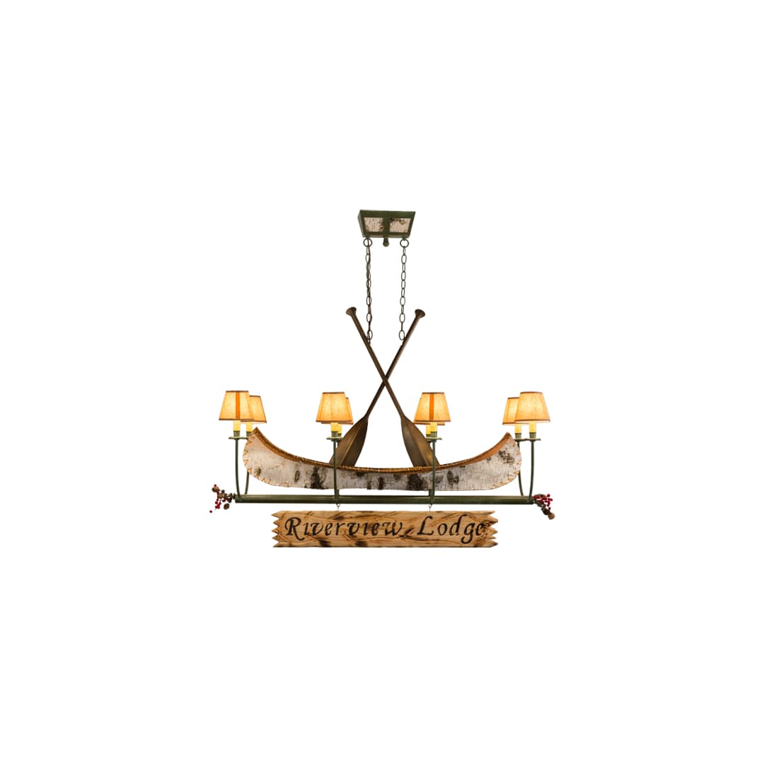 Personalized Canoe 8 Light 22" Wide Linear Chandelier
