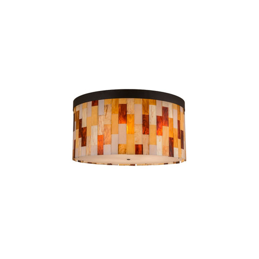 Cilindro Calico 6 Light 28" Tall Flush Mount Drum Ceiling Fixture - Oil Rubbed Bronze Finish