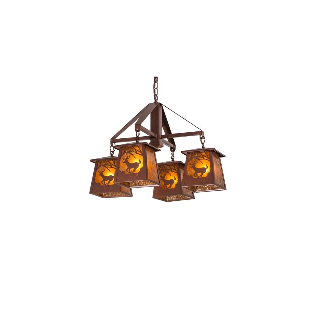 Deer at Dawn 4 Light 28" Wide Chandelier