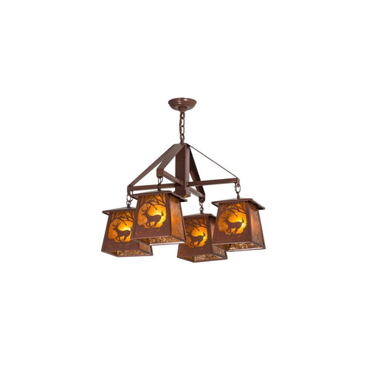 Deer at Dawn 4 Light 28" Wide Chandelier