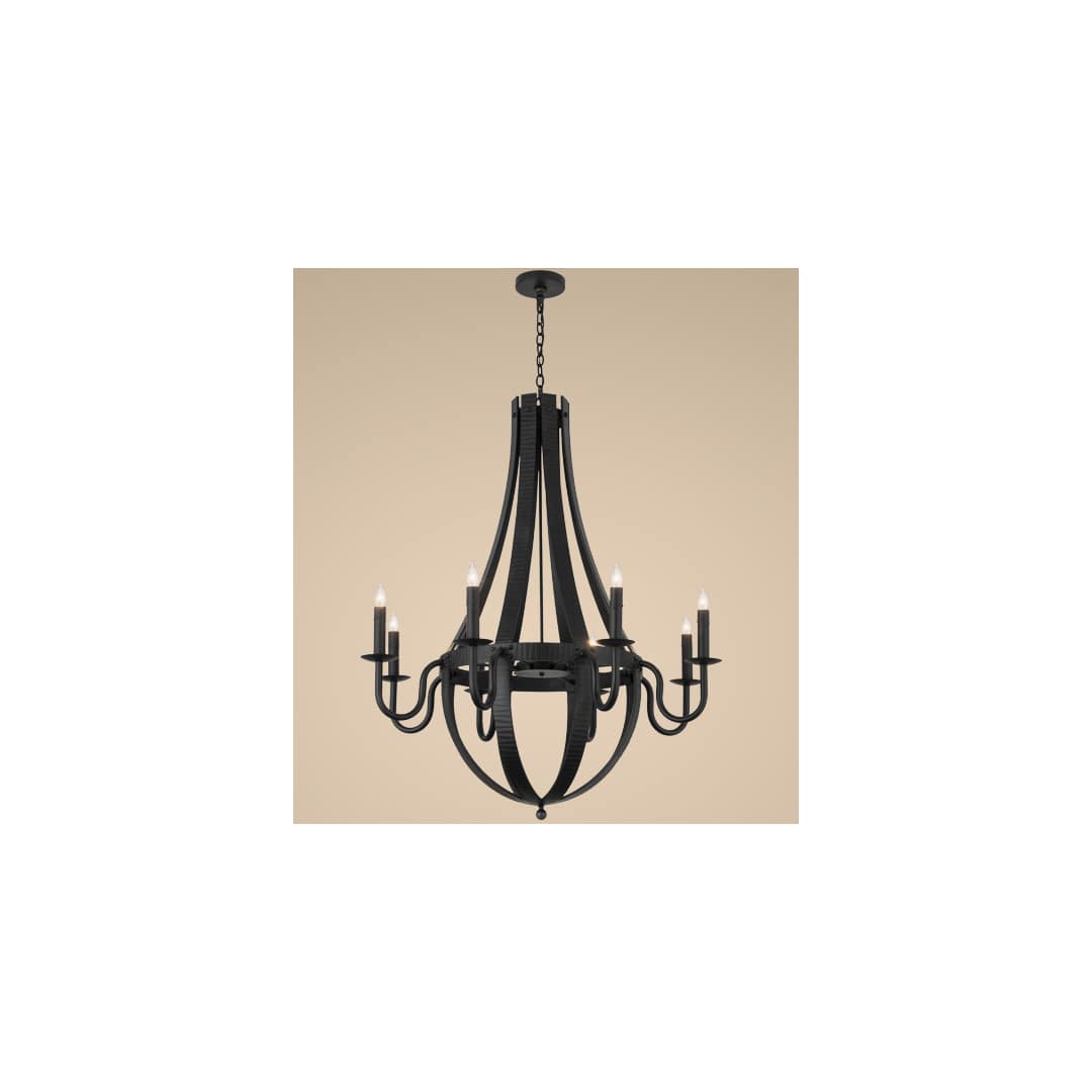 Barrel Stave 8 Light 42" Wide Taper Candle Style Chandelier