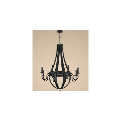 Barrel Stave 8 Light 42" Wide Taper Candle Style Chandelier