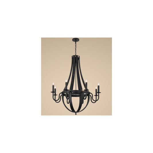 Barrel Stave 8 Light 42" Wide Taper Candle Style Chandelier