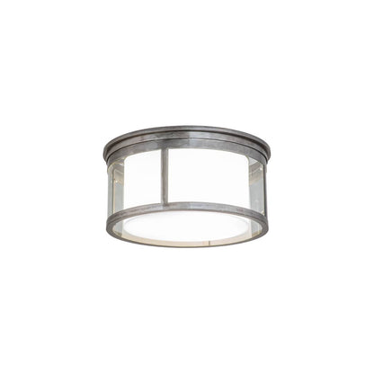 Cilindro Campbell 3 Light 19" Wide Flush Mount Drum Ceiling Fixture with Clear Glass Outer and Statuario Idalight Inner Shade - Steel Finish