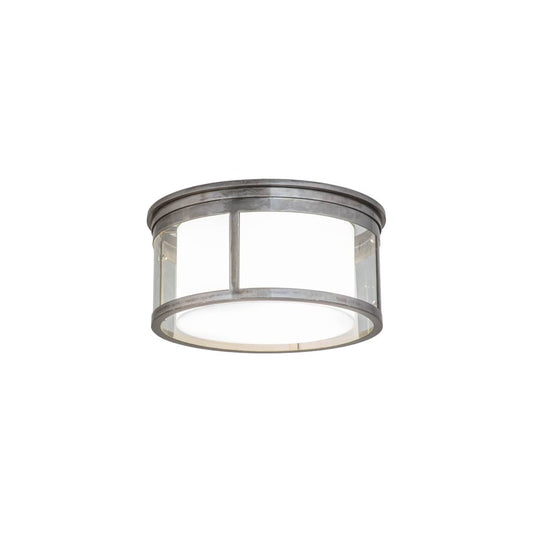 Cilindro Campbell 3 Light 19" Wide Flush Mount Drum Ceiling Fixture with Clear Glass Outer and Statuario Idalight Inner Shade - Steel Finish