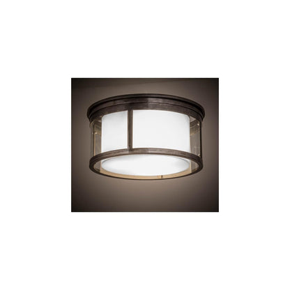 Cilindro Campbell 3 Light 19" Wide Flush Mount Drum Ceiling Fixture with Clear Glass Outer and Statuario Idalight Inner Shade - Steel Finish