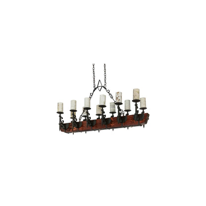 Long Tudor 12 Light 19" Wide Linear Chandelier