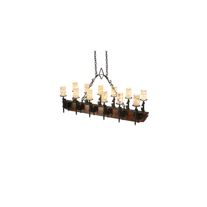 Long Tudor 12 Light 19" Wide Linear Chandelier