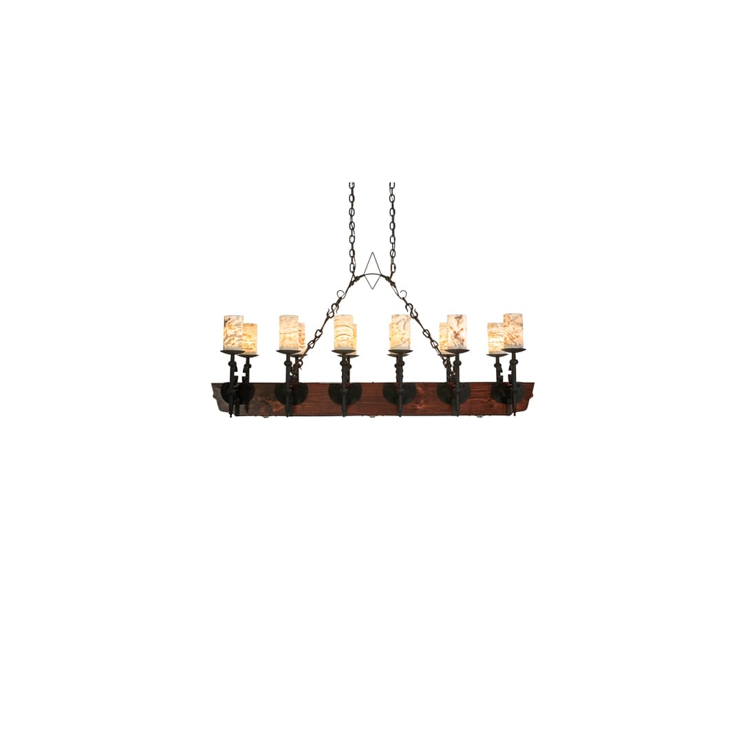 Long Tudor 12 Light 19" Wide Linear Chandelier