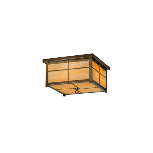 Mission 4 Light 24" Wide Flush Mount Square Ceiling Fixture - Antique Copper Finish