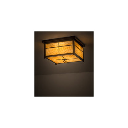 Mission 4 Light 24" Wide Flush Mount Square Ceiling Fixture - Antique Copper Finish