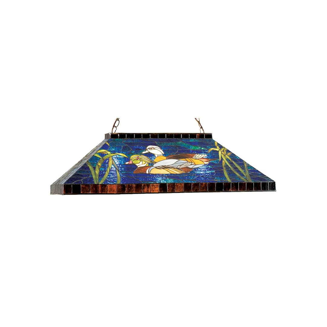 Wood Ducks 3 Light 39" Wide Billiard Chandelier with Tiffany Glass Shade