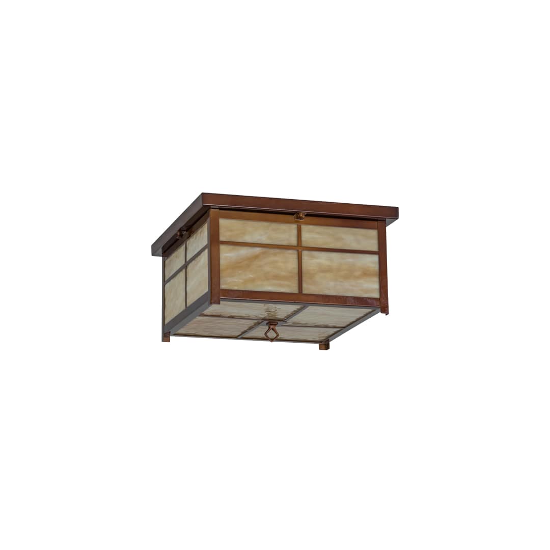 Mission 4 Light 24" Wide Flush Mount Square Ceiling Fixture - Transparent Copper Finish