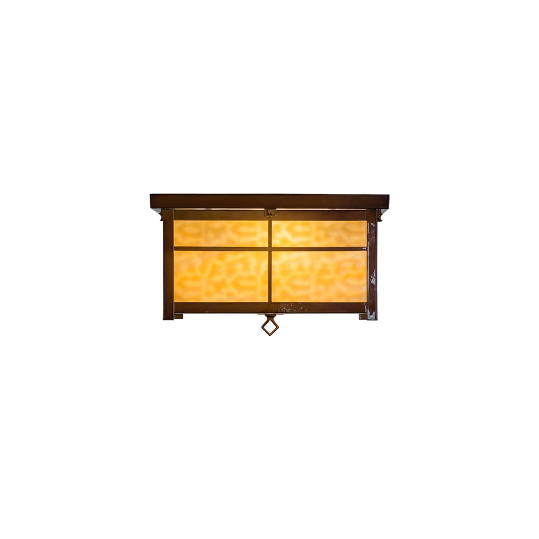 Mission 4 Light 24" Wide Flush Mount Square Ceiling Fixture - Transparent Copper Finish