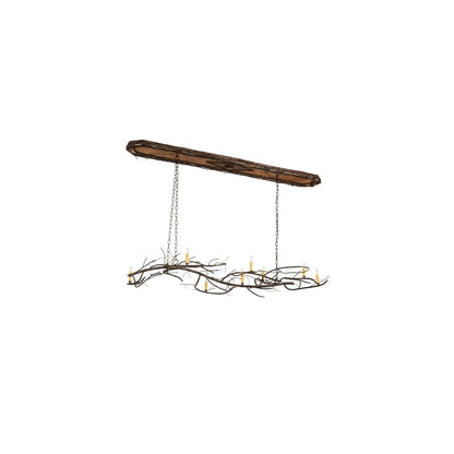 Long Winter Solstice 9 Light 22" Wide Taper Candle Linear Chandelier