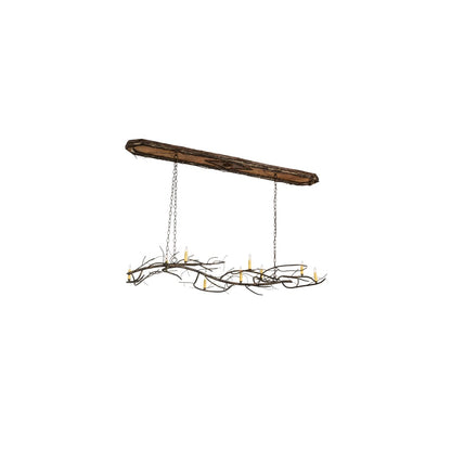 Long Winter Solstice 9 Light 22" Wide Taper Candle Linear Chandelier