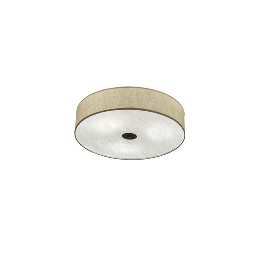 Cilindro 3 Light 36" Wide Semi-Flush Drum Ceiling Fixture with Off-White Shade - Nickel Finish