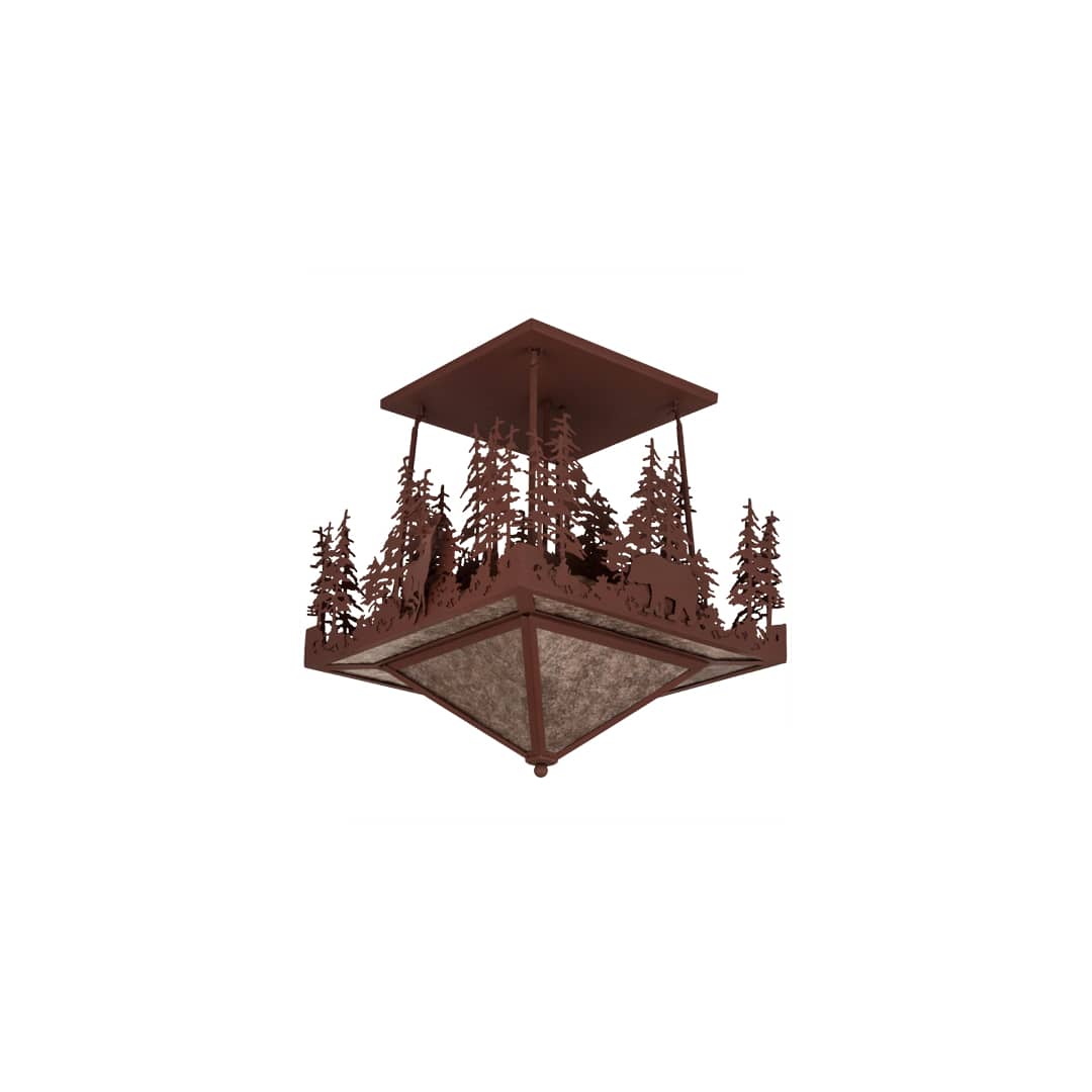 Wildlife at Pine Lake 4 Light 33" Wide Semi-Flush Ceiling Fixture