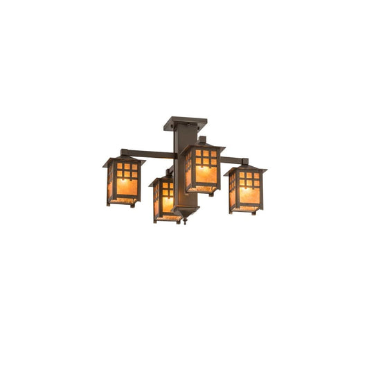 Seneca Window Pane 4 Light 26" Wide Semi-flush Ceiling Fixture