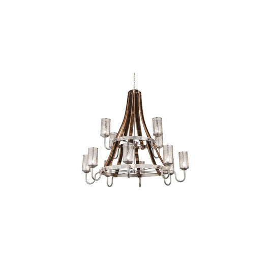 Barrel Stave Winter Maple 12 Light 60" Wide Chandelier